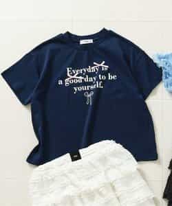 シルケット加工りぼん付きロゴTシャツ