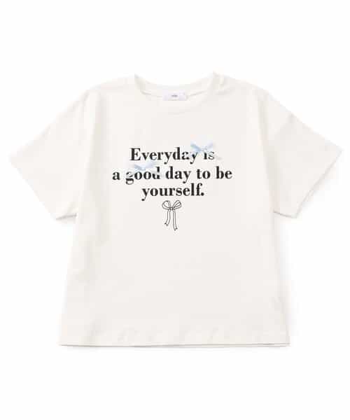 シルケット加工りぼん付きロゴTシャツ