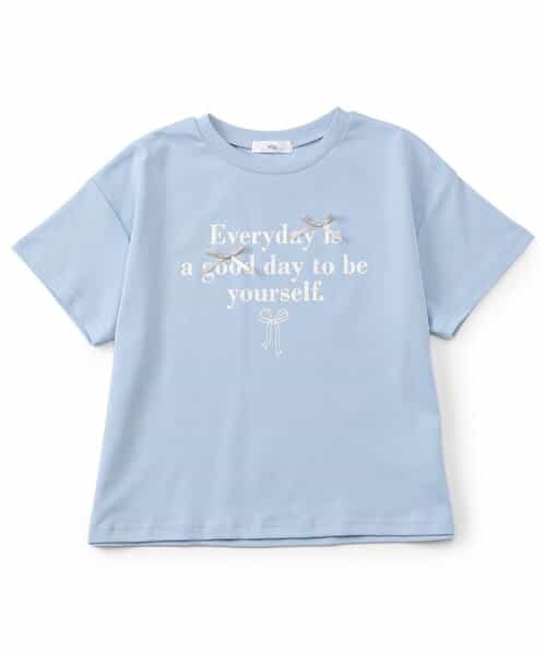 シルケット加工りぼん付きロゴTシャツ