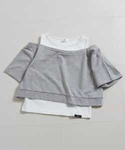 ラインストーンロゴレイヤード風Tシャツ