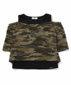 ラインストーンロゴレイヤード風Tシャツ