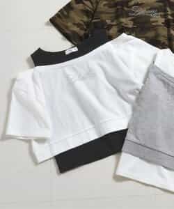 ラインストーンロゴレイヤード風Tシャツ