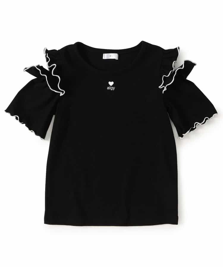 肩あきフリルリブT