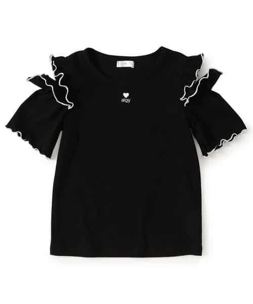 肩あきフリルリブT