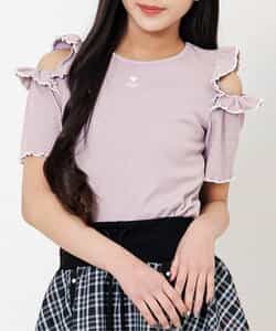 ★SALE★肩あきフリルリブTシャツ