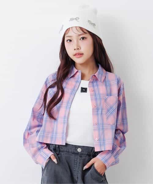 クロップドチェックシャツ