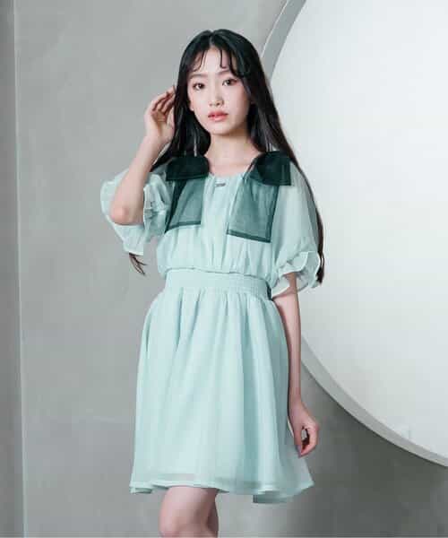 R♡R◇新品 アルジ－◇接触冷感 肩あきりぼんワンピース 140 ☆SALE☆ふんわり肩りぼんワンピ（G217025）|algy（アルジー