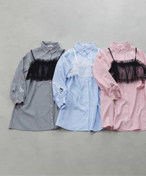 ★SALE★シアービスチェ付きシャツワンピ