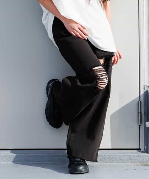 ★SALE★ウエスト調節できるグランジワイドパンツ