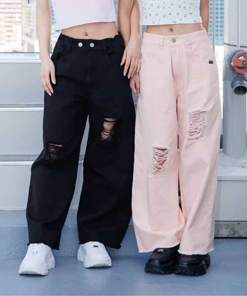 ★SALE★ウエスト調節できるグランジワイドパンツ