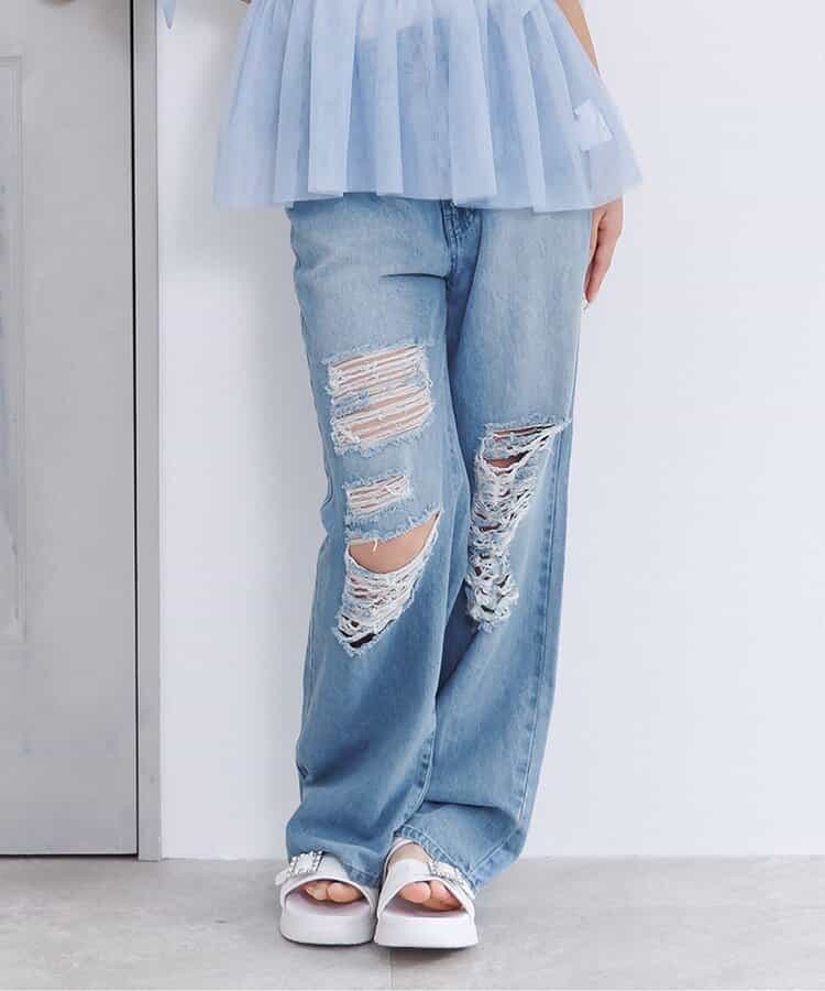 バックロゴワイドフレアパンツ