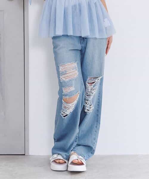 バックロゴワイドフレアパンツ