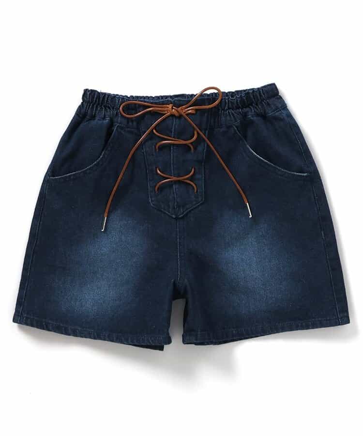 レースアップデニムショーパン