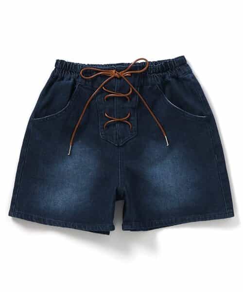 レースアップデニムショーパン