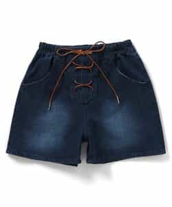 レースアップデニムショーパン