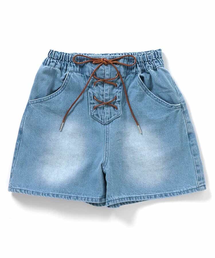 レースアップデニムショーパン