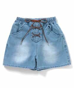 レースアップデニムショーパン