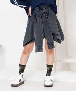 シャツ巻き風デニムキュロット
