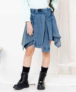 シャツ巻き風デニムキュロット