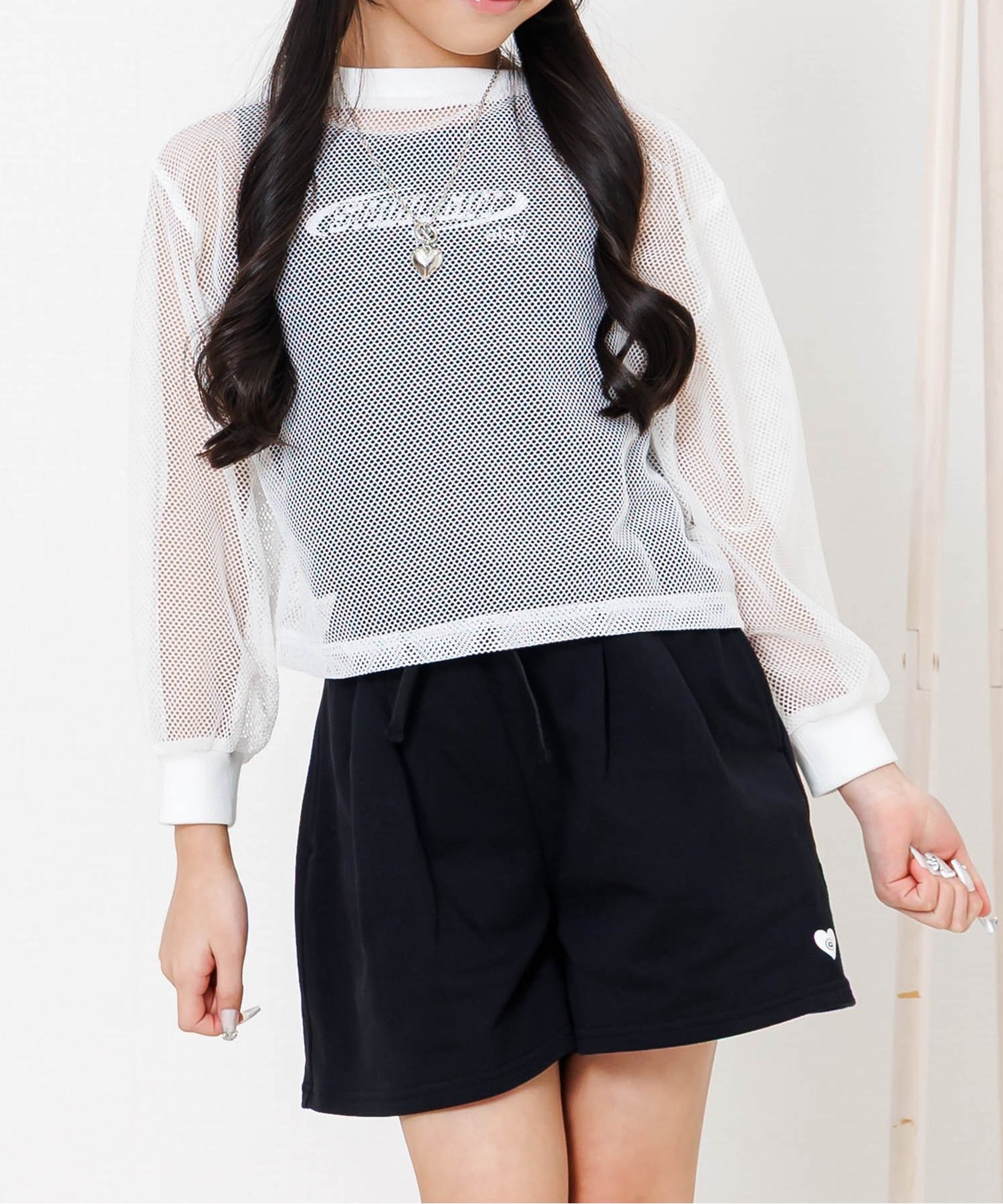 ☆SALE☆メッシュニット＆ロンTセット｜レイヤードコーデ 2枚セット