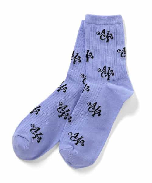 ロゴ総柄クルーソックス