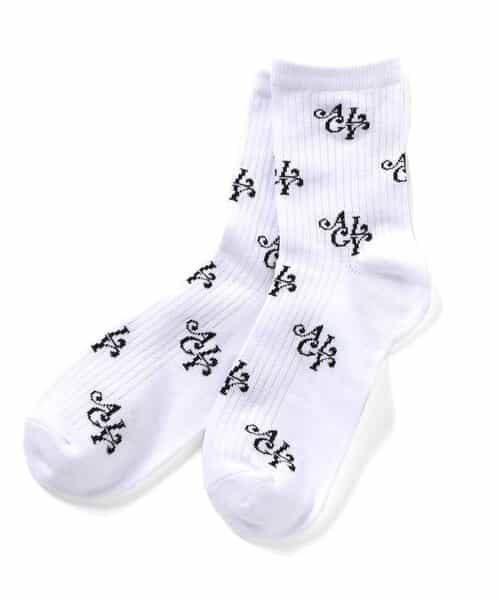 ロゴ総柄クルーソックス