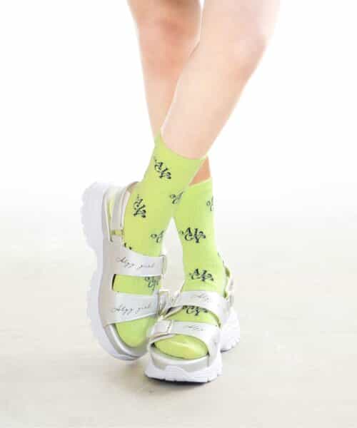 ロゴ総柄クルーソックス