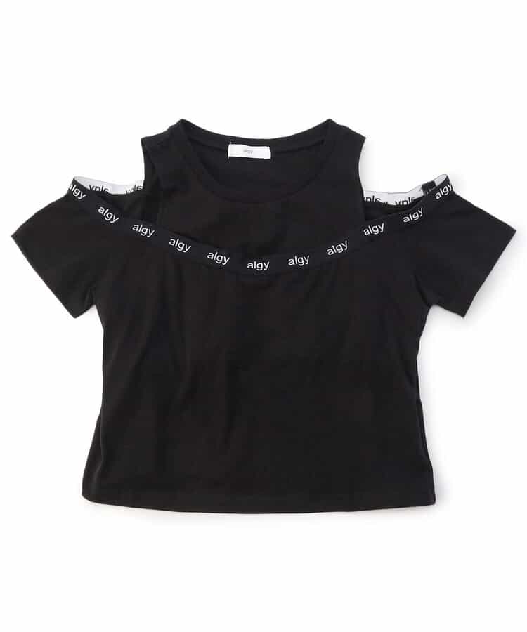 パット付きロゴゴム肩あきT