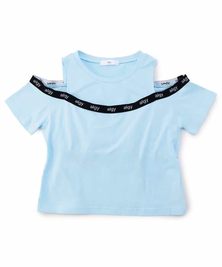 パット付きロゴゴム肩あきT