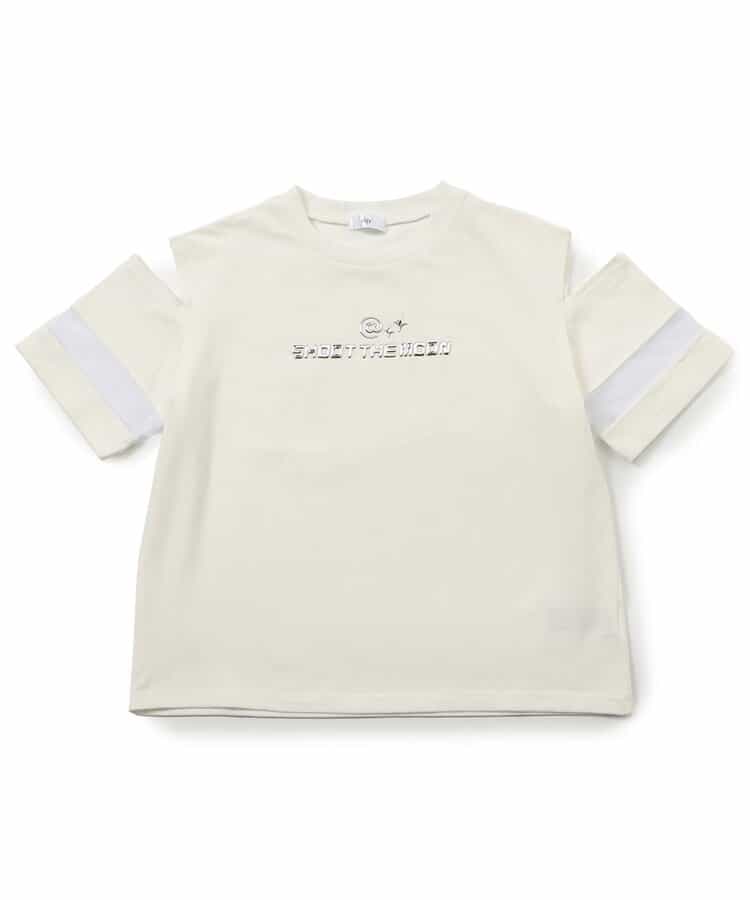 肩あきシアーメタルロゴT