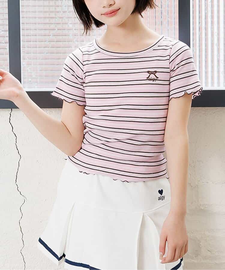 【puchily プチプラライン】フリルリブTシャツ