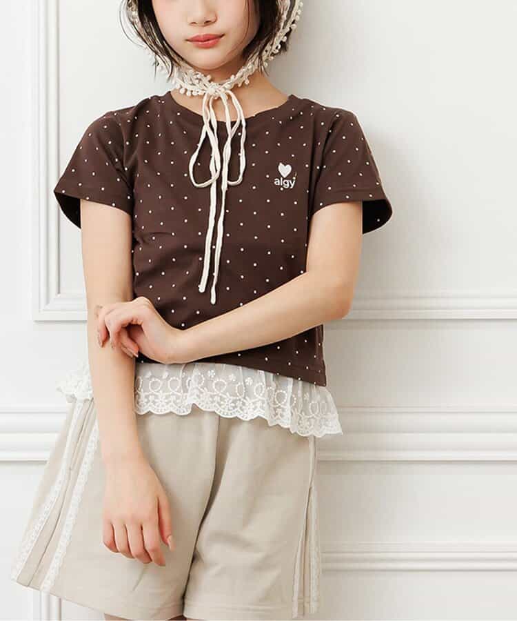 【puchily プチプラライン】レースドッキングドットT