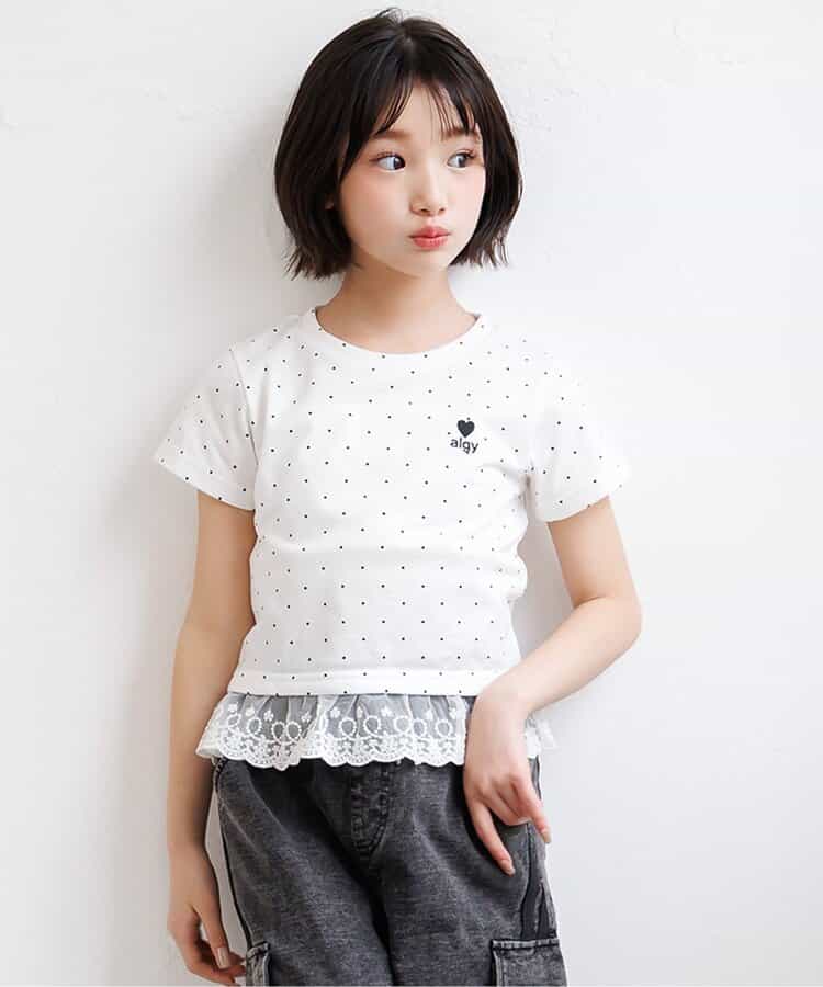 【puchily プチプラライン】レースドッキングドットT