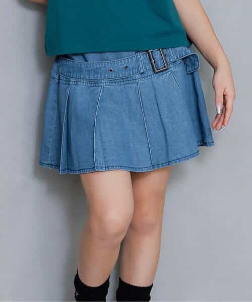 ダブルベルトデニムスカパン
