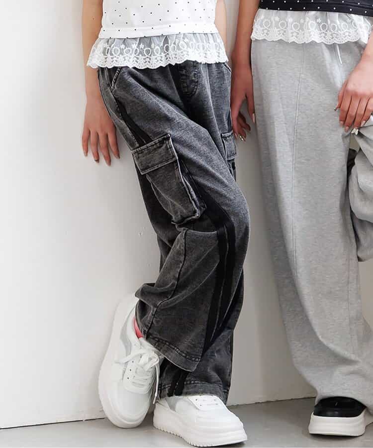 カットデニムラインパンツ