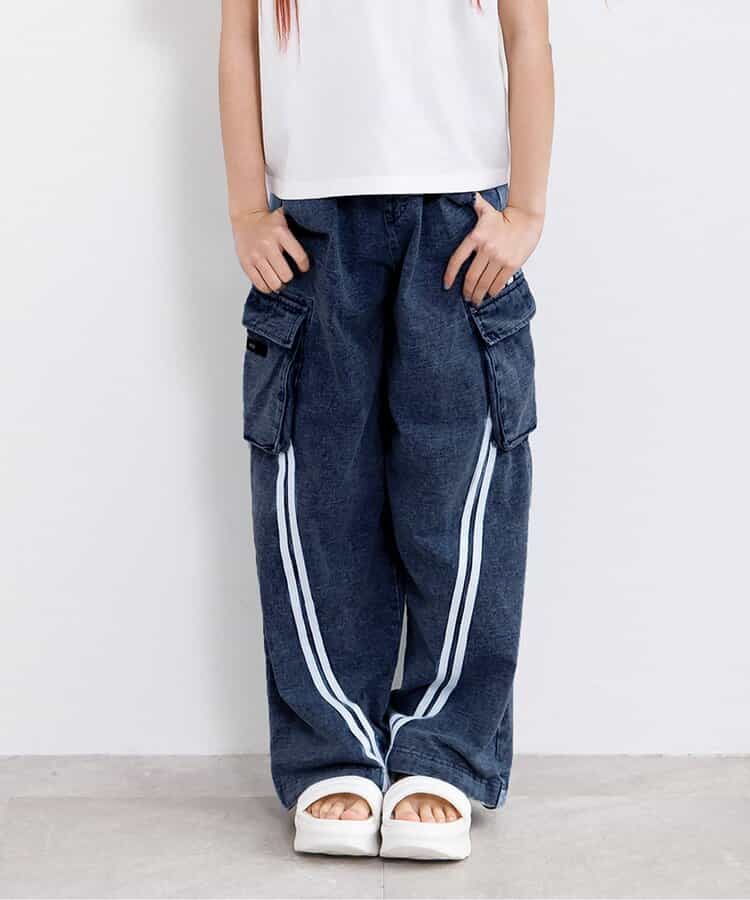 カットデニムラインパンツ