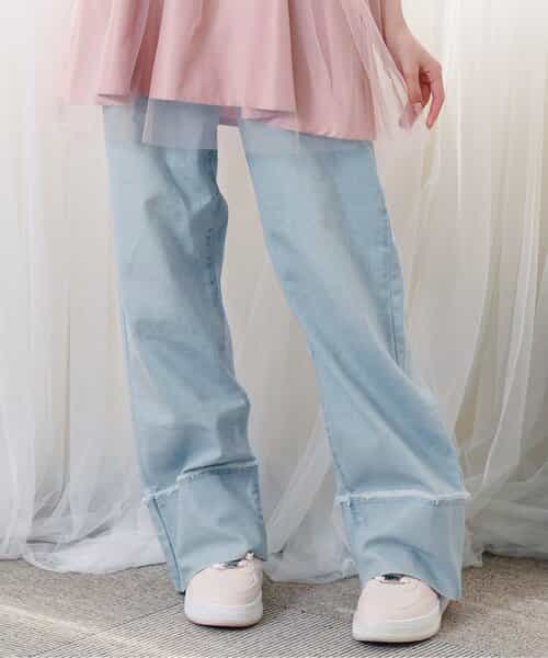 ★SALE★【接触冷感】デニム折返しワイドパンツ