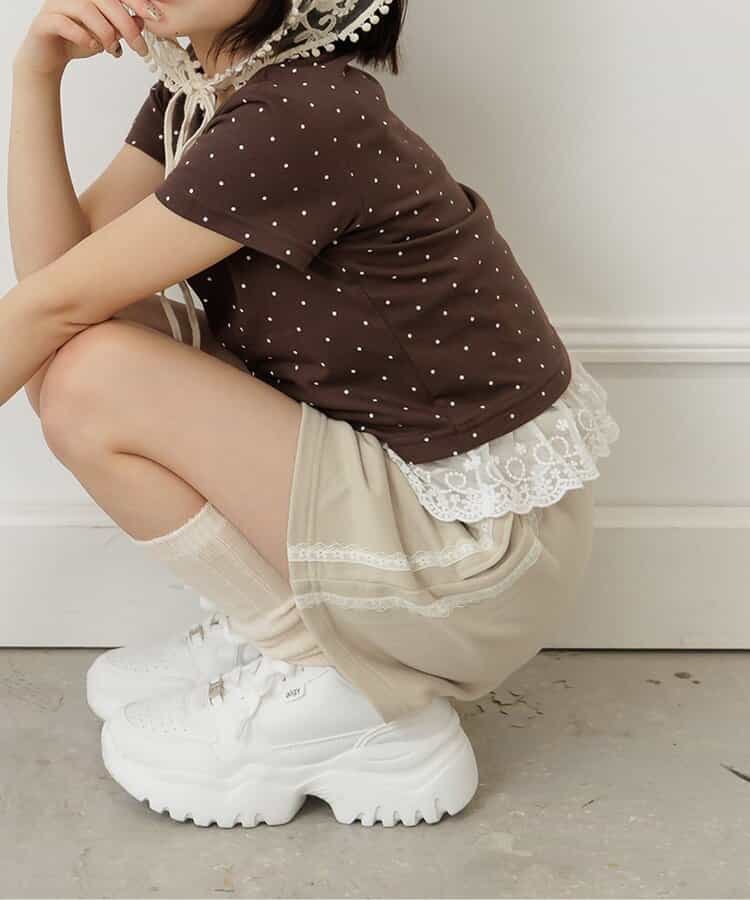 【puchily プチプラライン】サイドレースラインショーパン