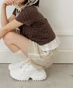 【puchily プチプラライン】サイドレースラインショーパン