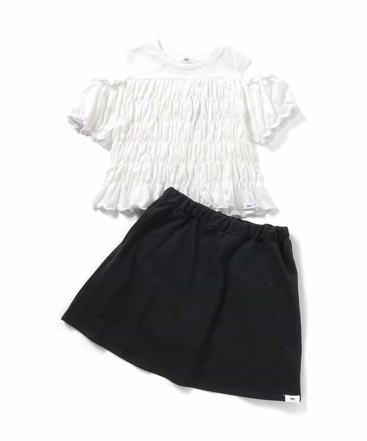 ☆4/28(火)お昼12:59まで3点10％OFF☆肩あきシャーリングセットアップ