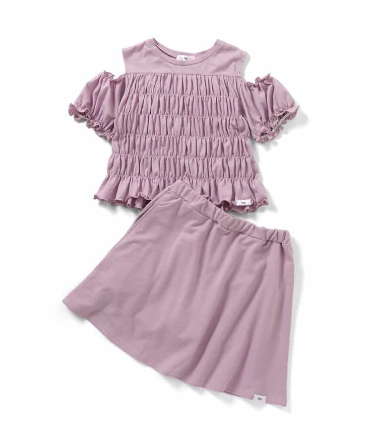 ☆4/28(火)お昼12:59まで3点10％OFF☆肩あきシャーリングセットアップ