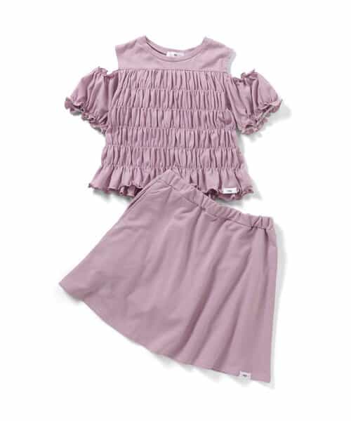 ☆4/28(火)お昼12:59まで3点10％OFF☆肩あきシャーリングセットアップ