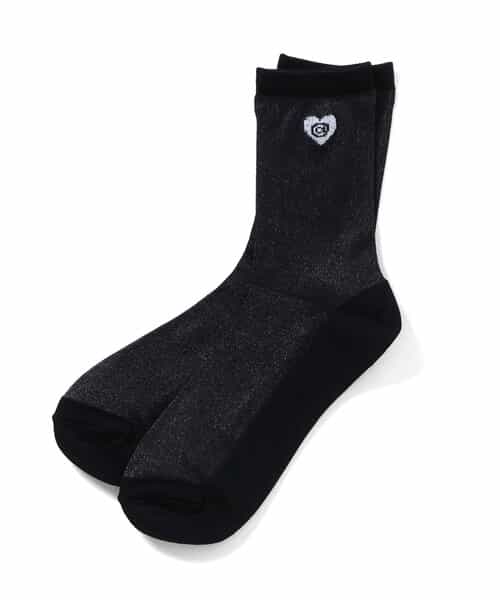 ワンポイントラメシアークルーソックス