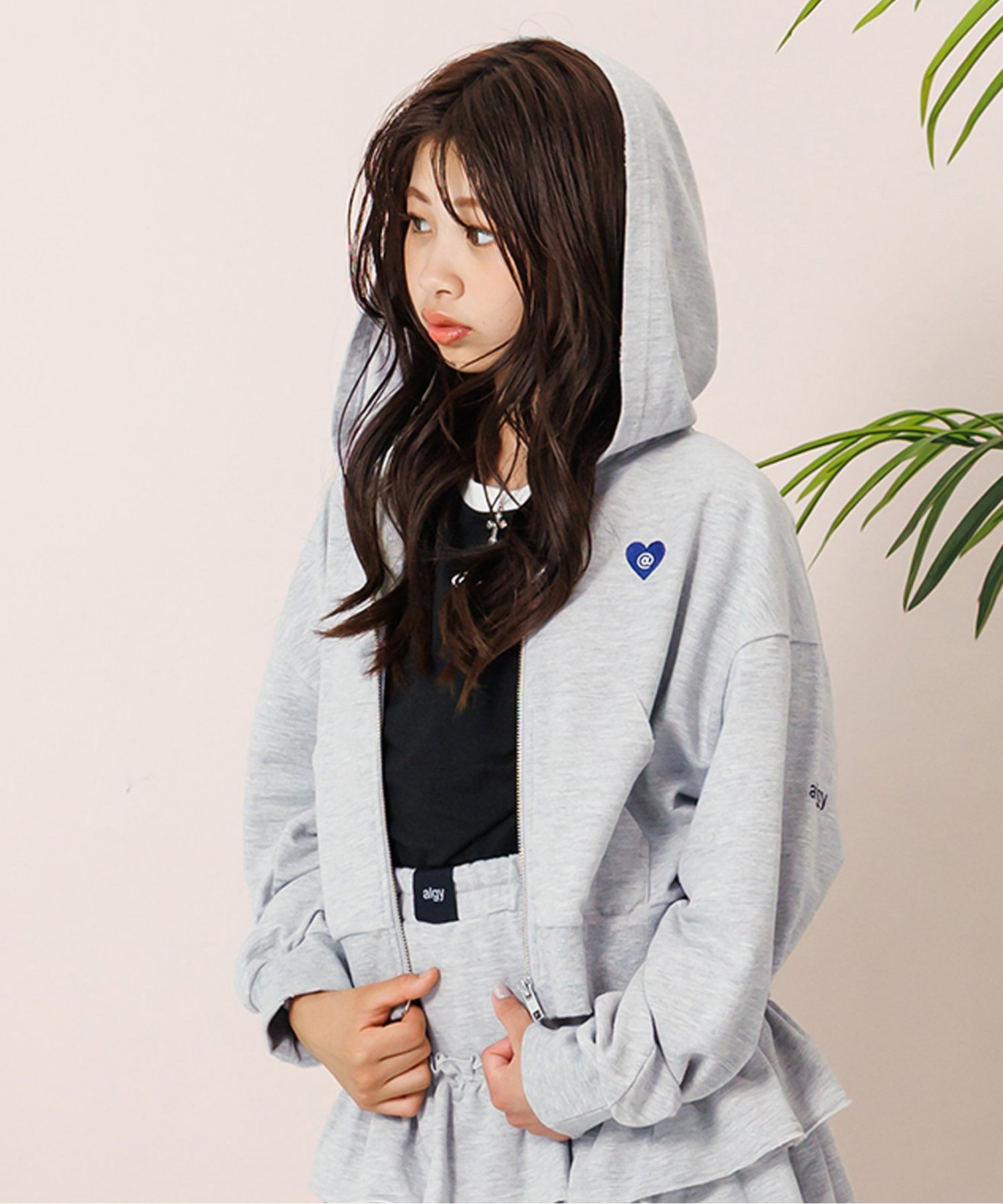 &ellecy アンドエルシー 白孔雀 パーカー　伊藤若冲好きな方にも ☆SALE☆BIGパーカー（G405025）|algy（アルジー） 女の子（女の子