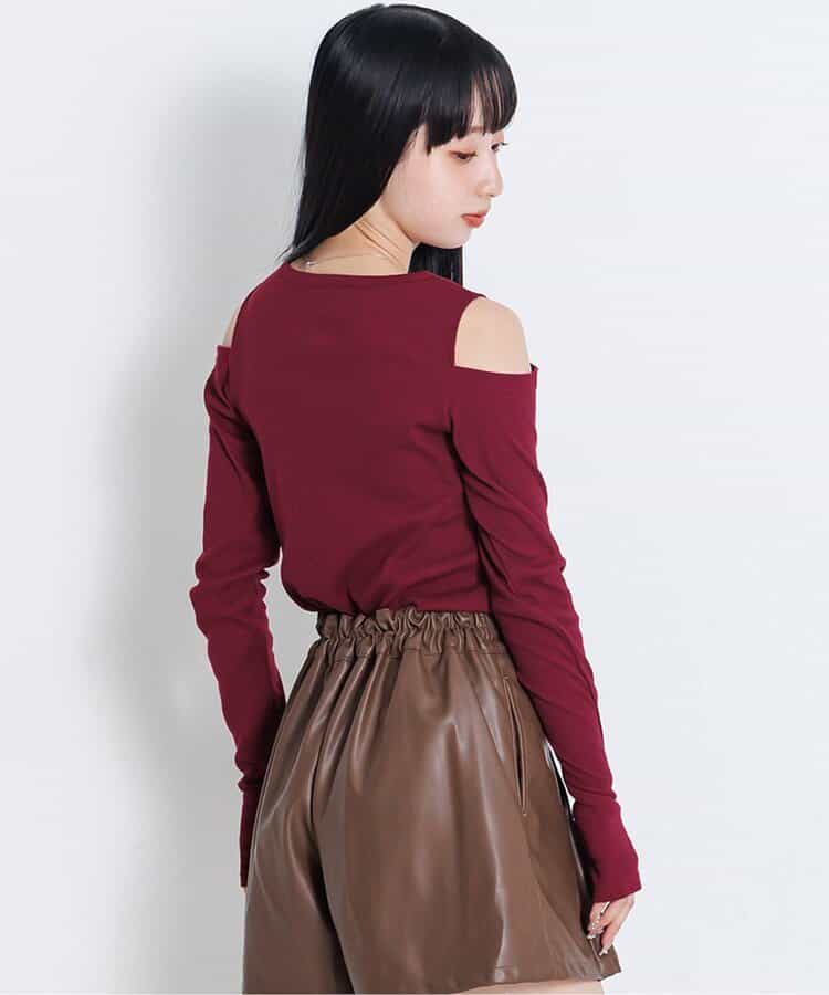 肩あきリブロンT