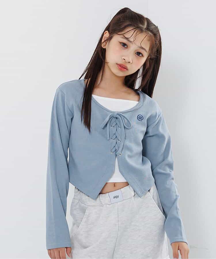 レースアップレイヤード風トップス