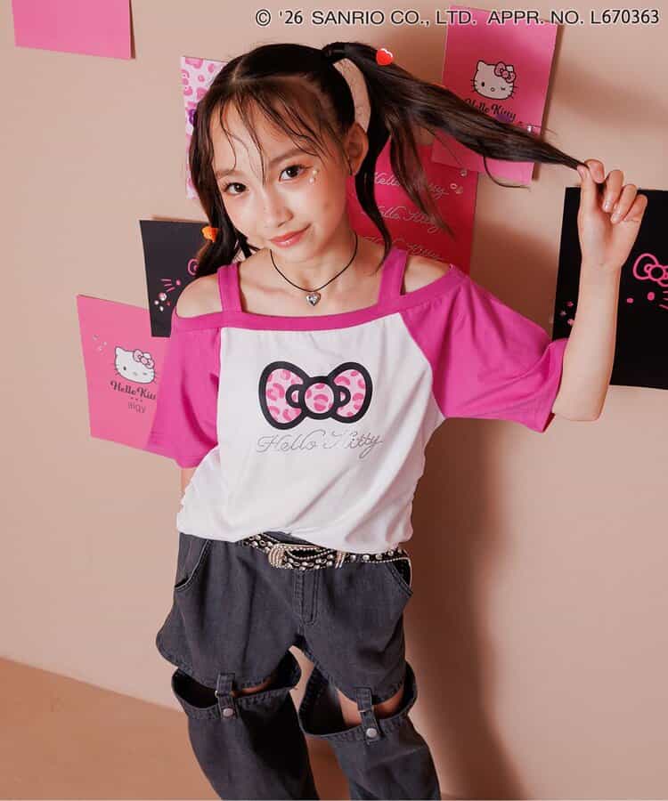 【ハローキティ】ギャルオフショル風Tシャツ