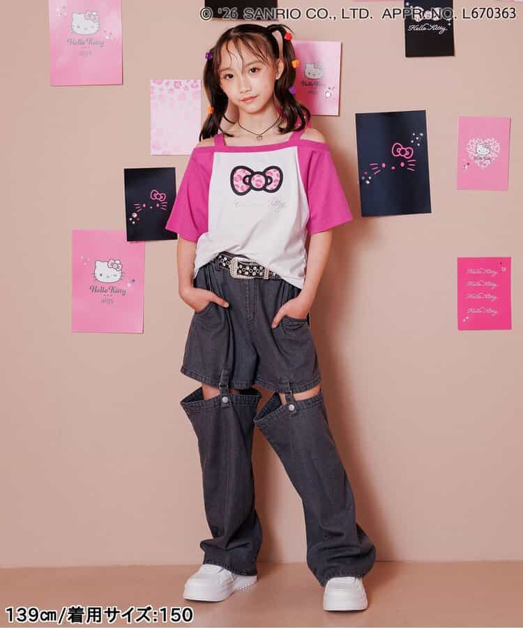 【ハローキティ】ギャルオフショル風Tシャツ_853053