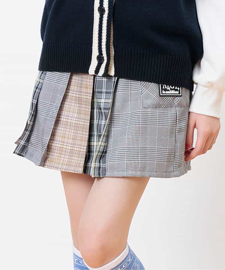 ARCHIVIO インナー付き スカート スカパン チェック ロゴ バイカラー ARCHIVIO インナー付き スカート スカパン チェック ロゴ バイ