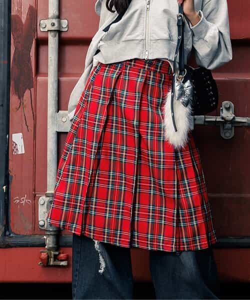 ★SALE★ミディプリーツチェックスカート